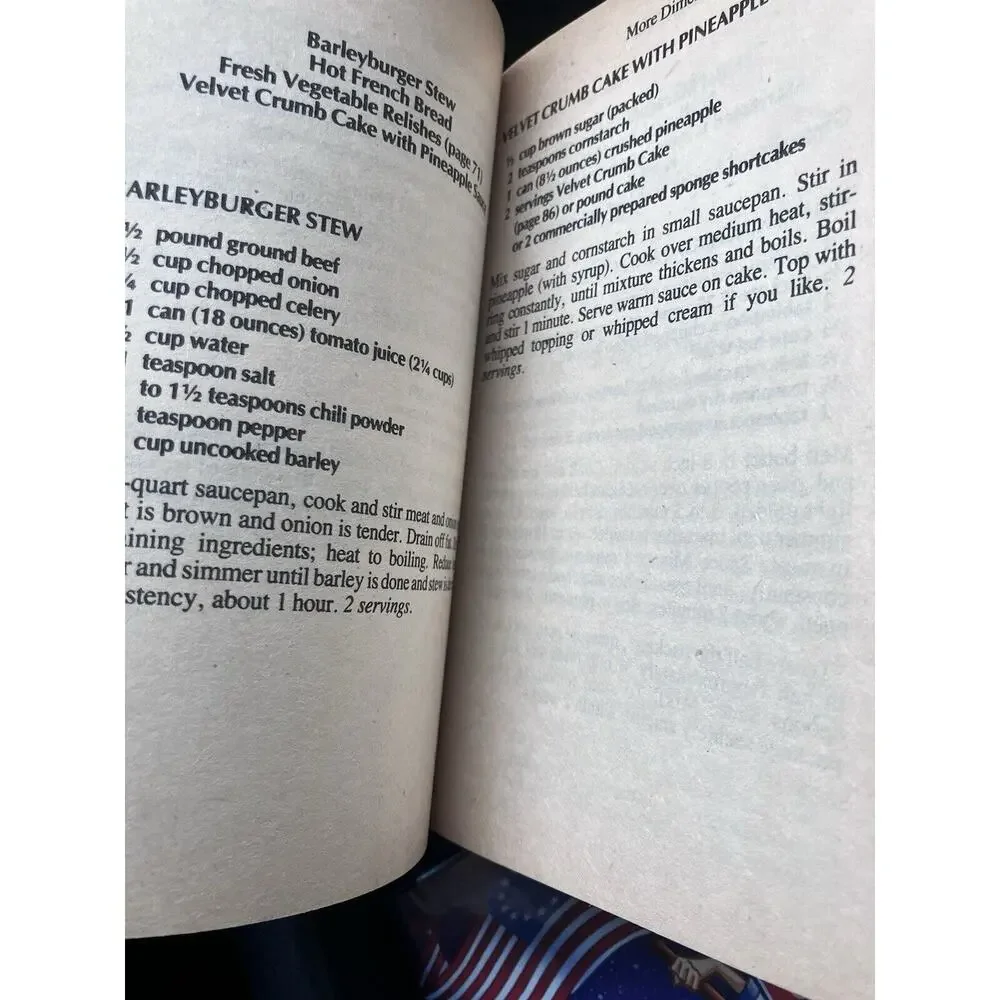 Selections from Betty Crocker's Dinner for Two Cookbook Recipes 1982 Pocket Size
